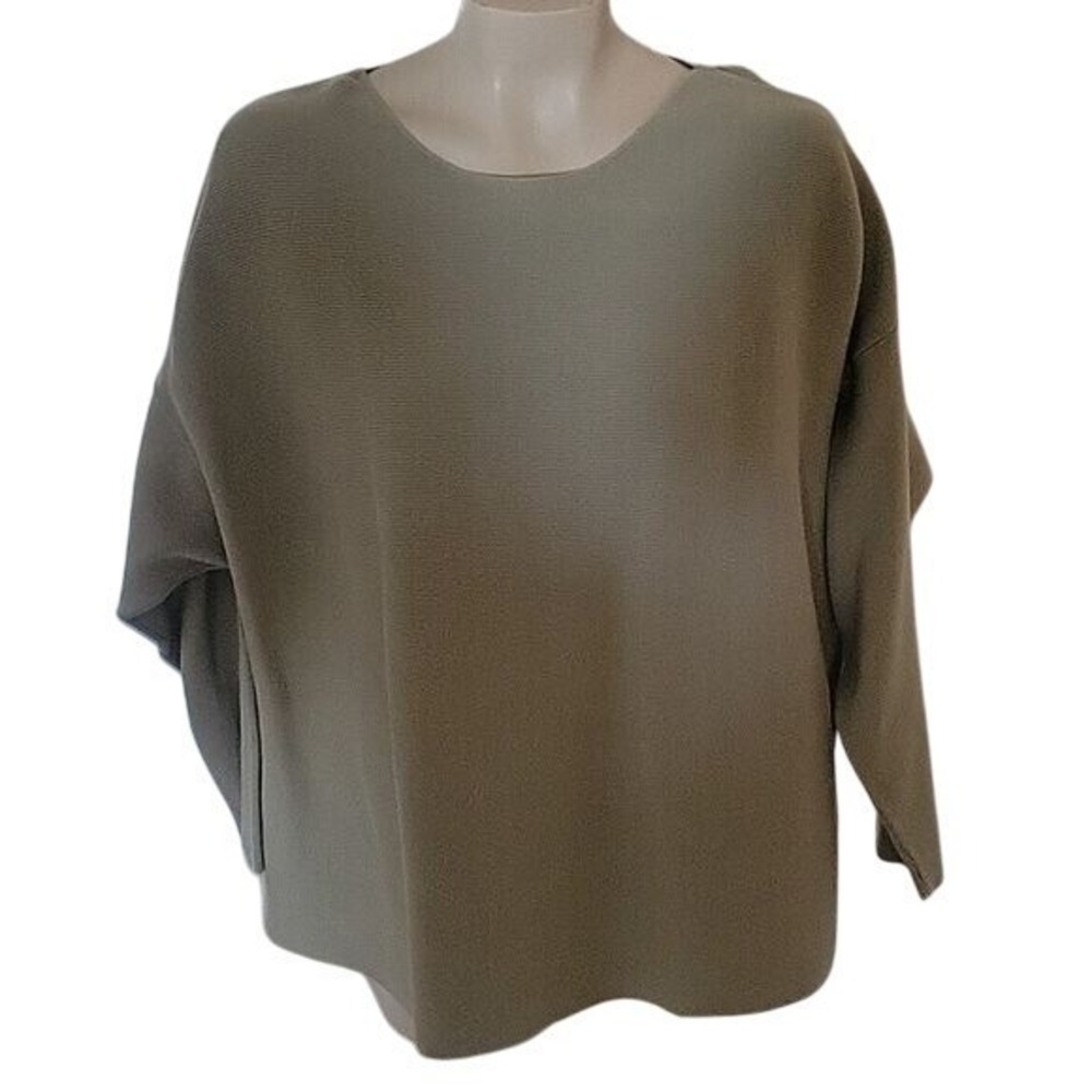 J JILL Pure Cotton Sweater Tunic Sage Green L Oversized Long Sleeve‎ Mature Warm